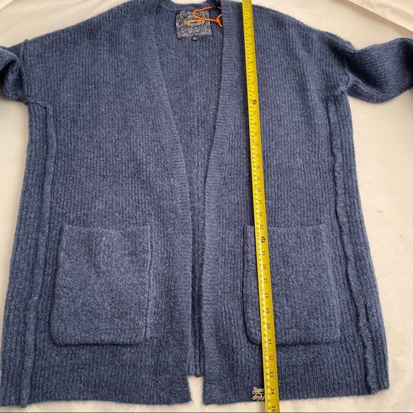 SuperDry Eastern Rib blue longline open cardigan - Picture 8 of 8